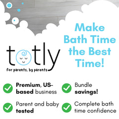 Totly baby bath thermometer helps monitor water temperature for a comfortable bath.