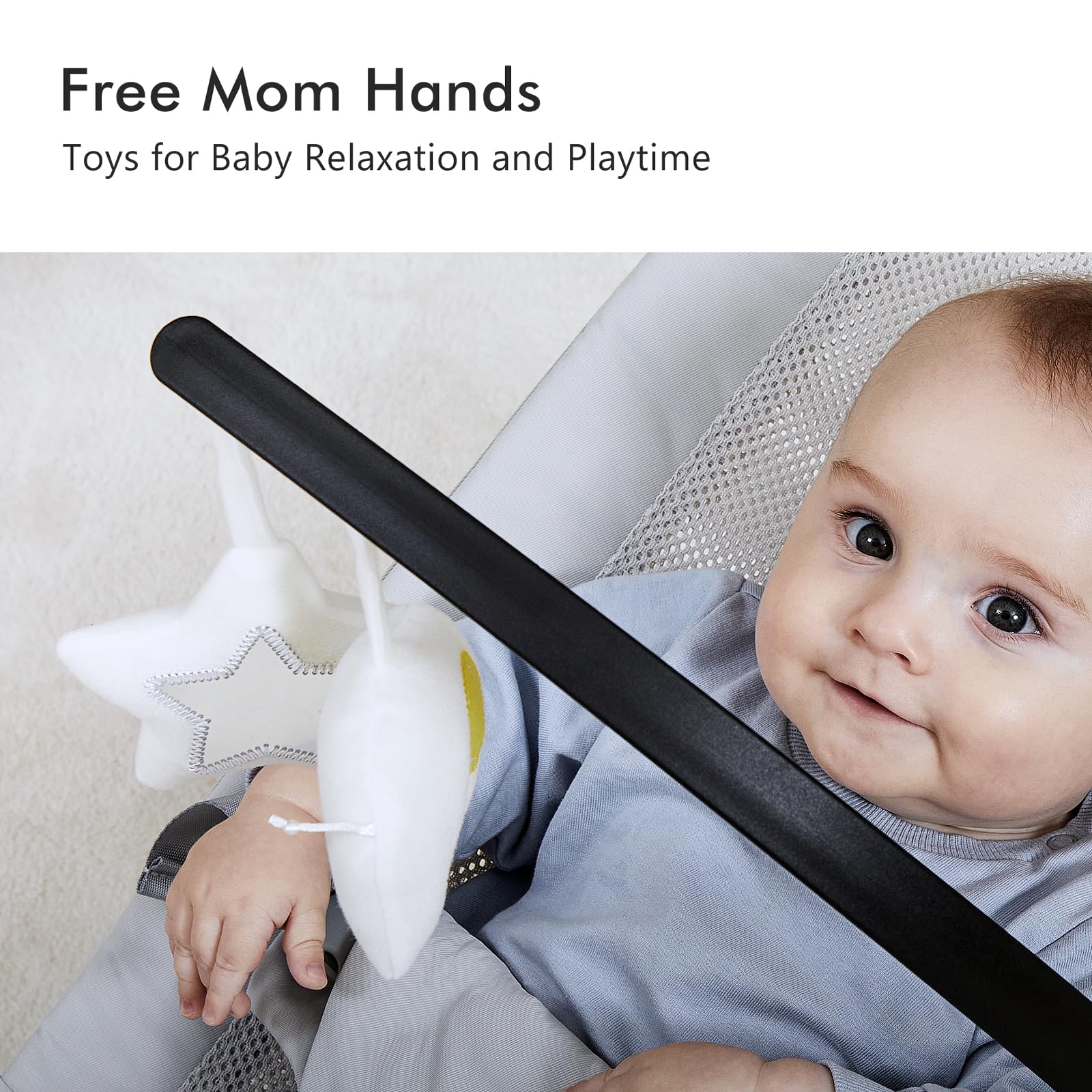 TotRun baby bouncer motion in light grey showing gentle bounce