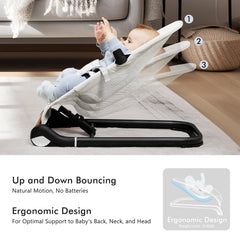 TotRun bouncer chair recline option in light grey for growing baby comfort