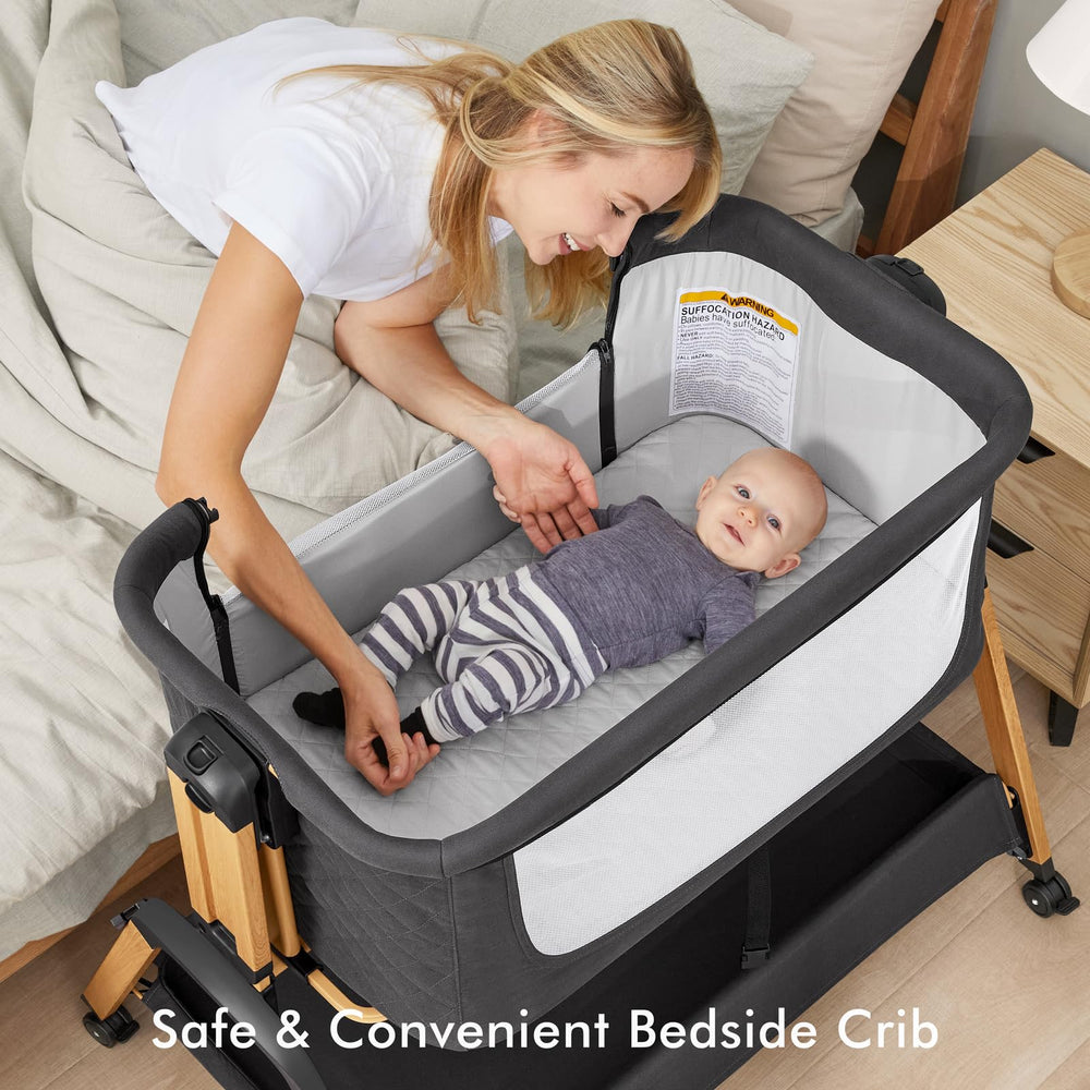 TotRun Bassinet Bedside Sleeper rocking softly to soothe newborn