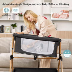 TotRun Bassinet Bedside Sleeper features soft, breathable fabric for cozy naps