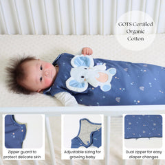 Toucan Baby two-way zipper allows easy diaper changes at night.