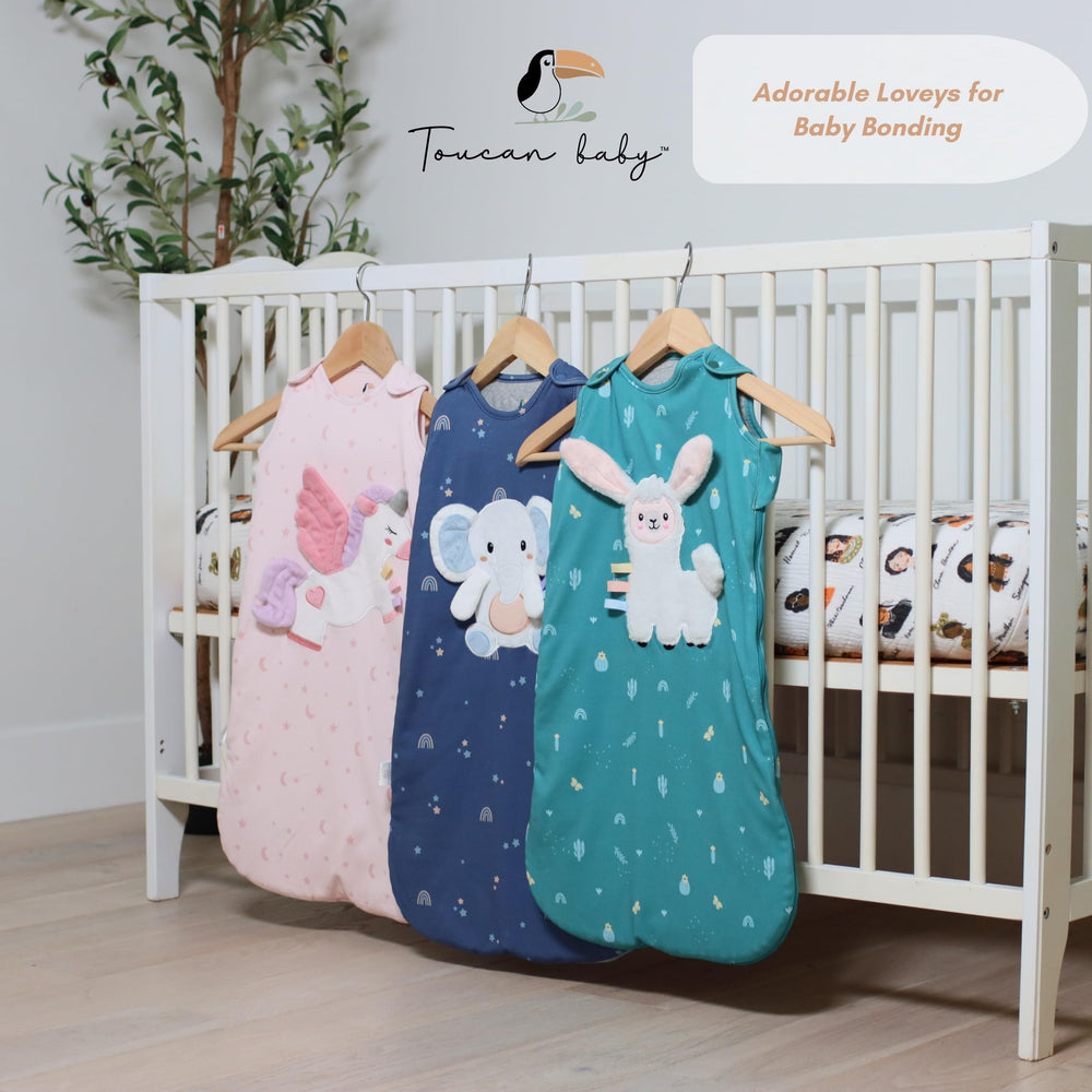 Toucan Baby Unicorn sleep sack safety features ensure cozy wear.