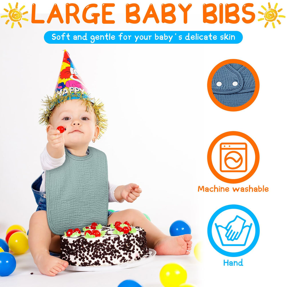 Toulite baby bib enlarged size offers better coverage during meals and drool.