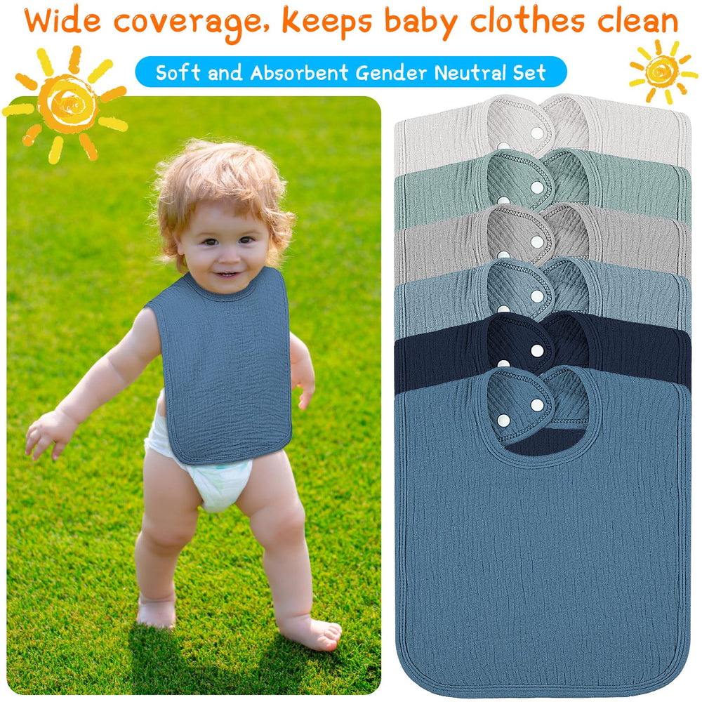 Toulite muslin bibs gentle on skin, ideal for teething infants.