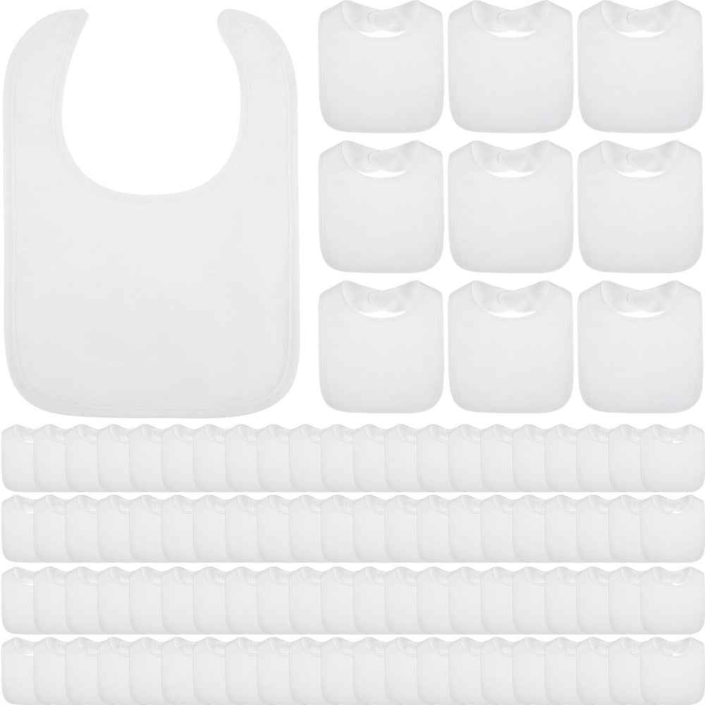 Toulite white bibs 50-piece pack keeps baby outfits clean during meals.