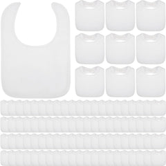 Toulite white bibs 50-piece pack keeps baby outfits clean during meals.