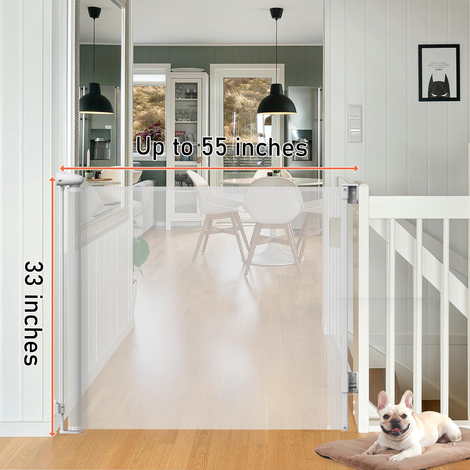 Toumoly mesh safety gate extended wide protects stairways and doorways.