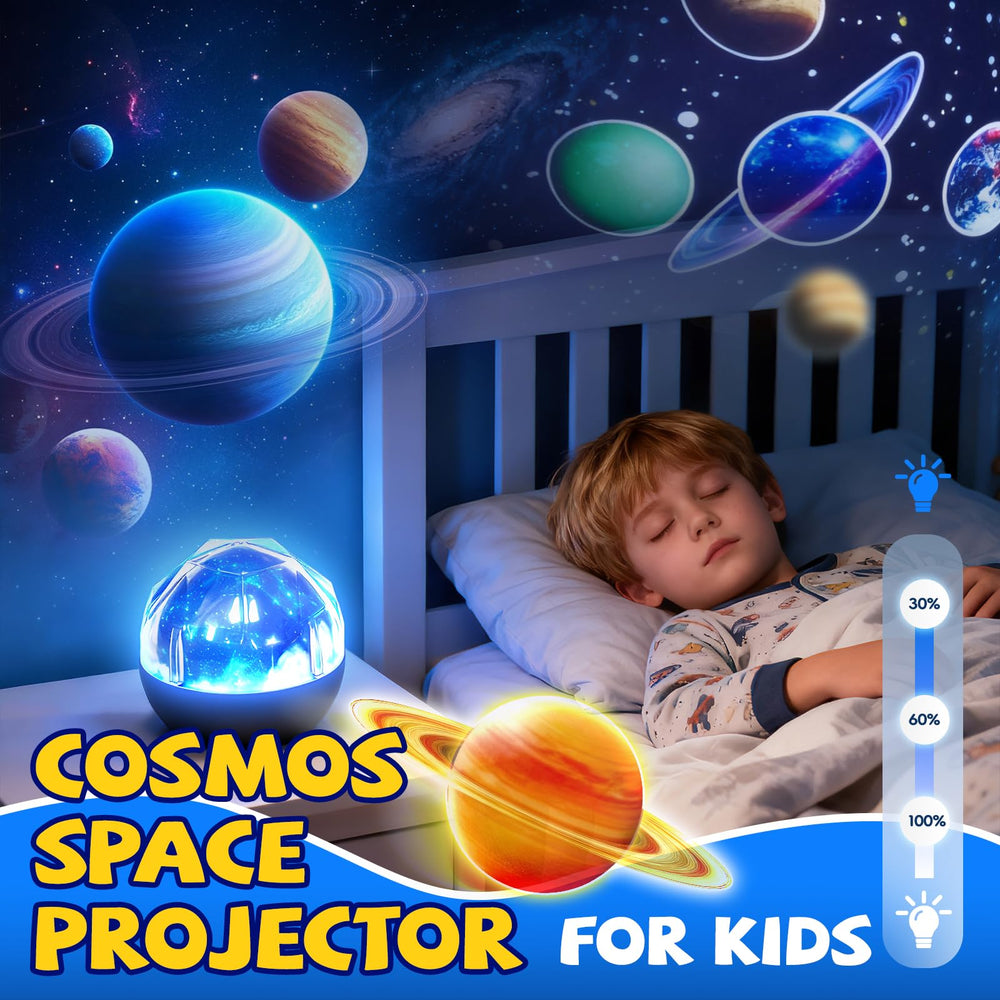 Tourace space night light creates a cozy bedroom ambience with starry projections.