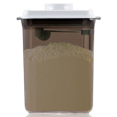 Tourdeus Formula Container to Go with lid open for quick one-handed use.