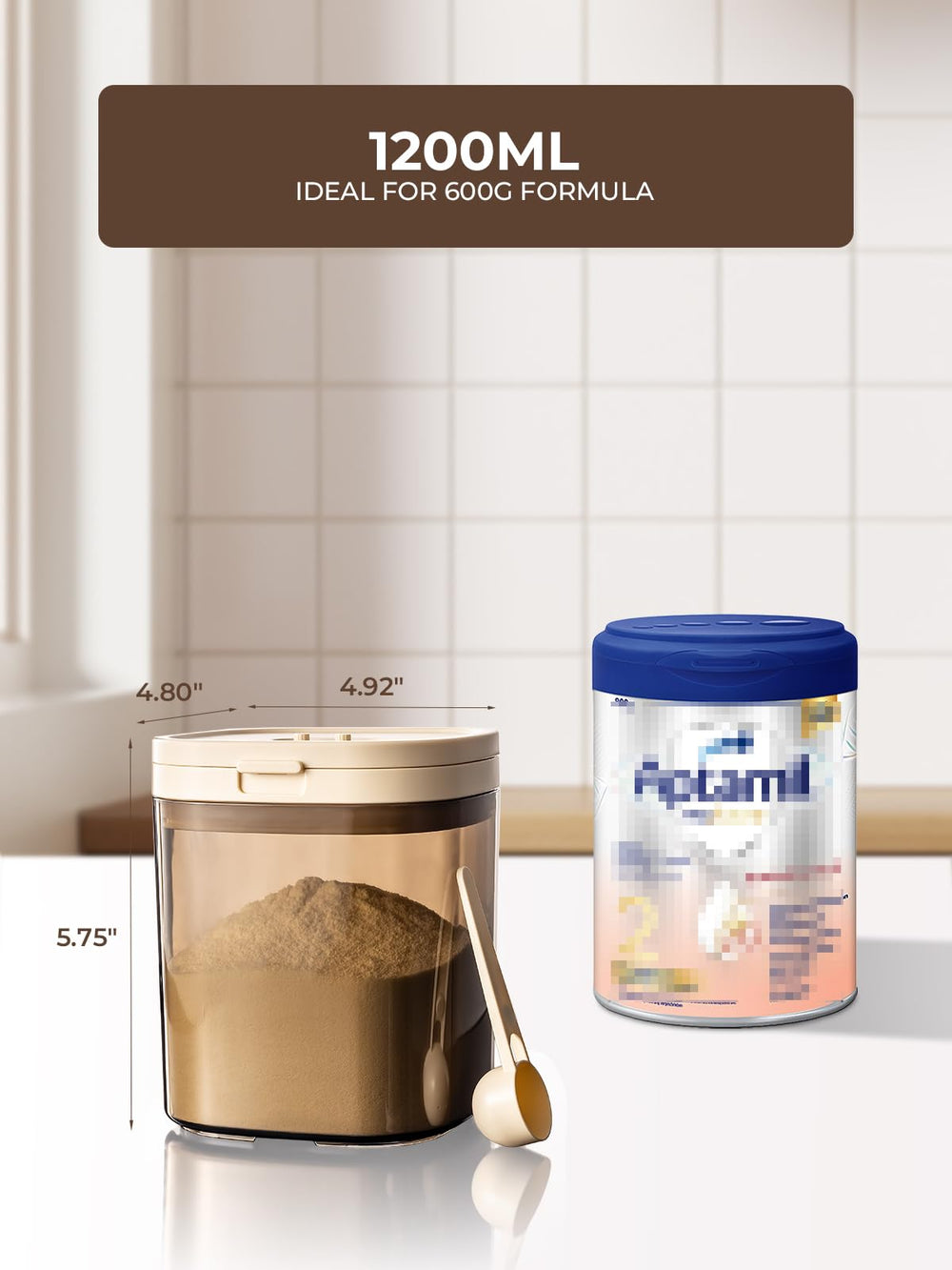 Tourdeus 1200ml capacity shows how much formula it holds.