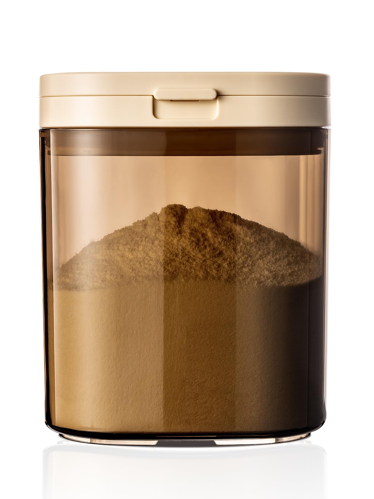 Tourdeus travel formula dispenser with flip-top lid for quick, mess-free feeding on the go.