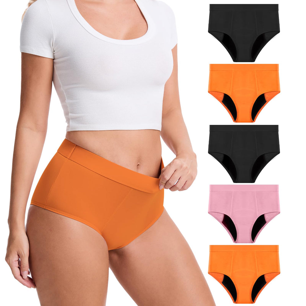 ToVii plus-size leak-proof underwear with high waist in black for secure all-day protection.