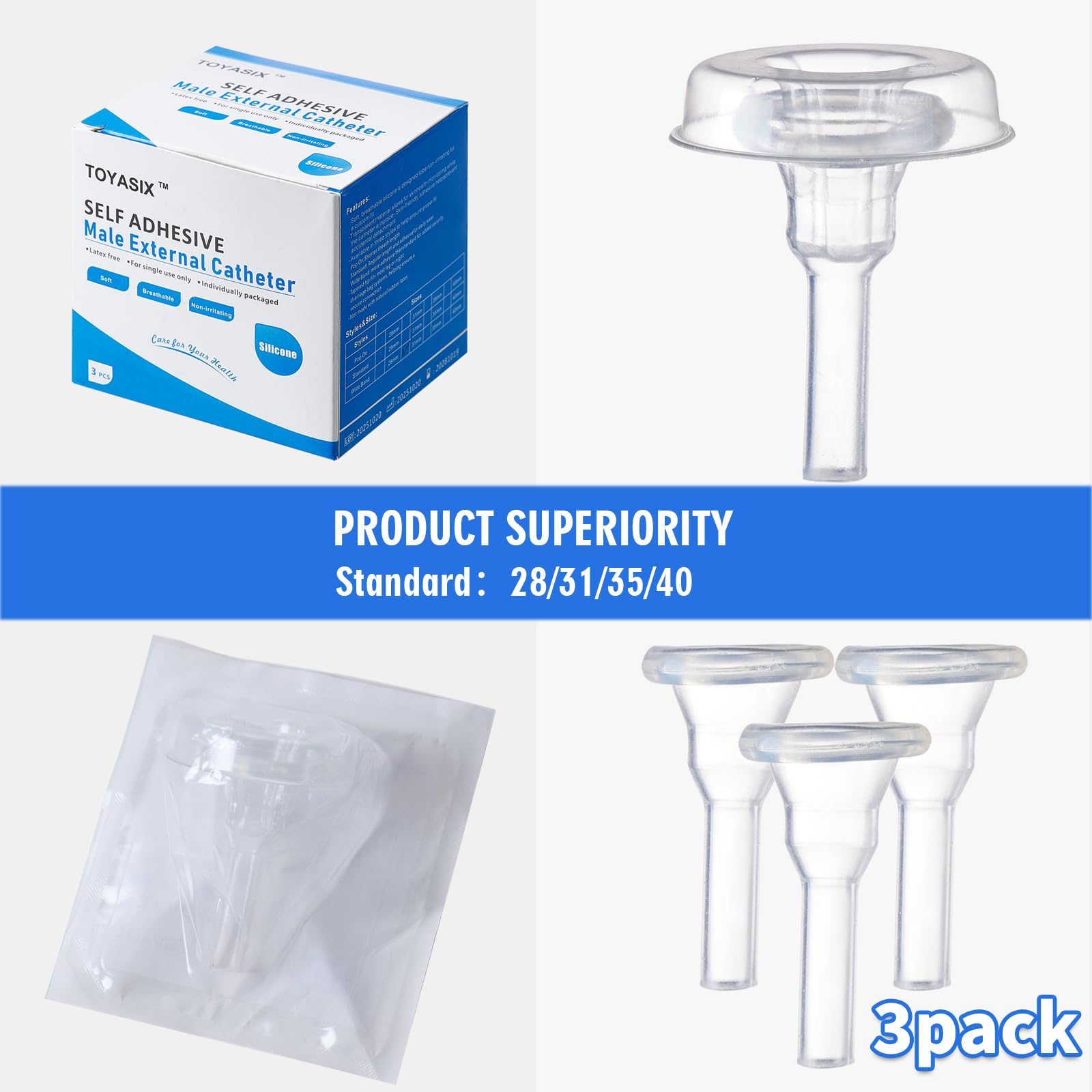 TOYASIX disposable catheter pack of three units for convenience