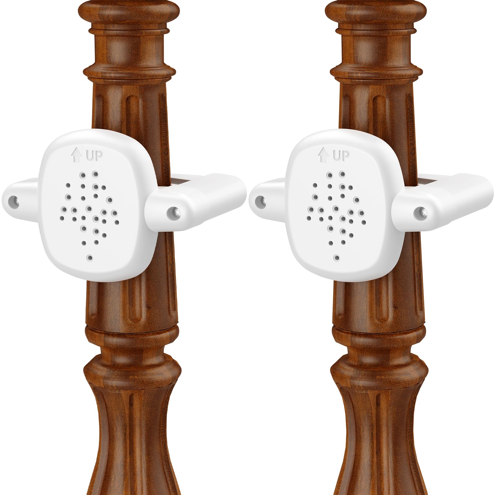Toyjolka baby gate banister adapter 2pcs on a wooden staircase offers secure fit