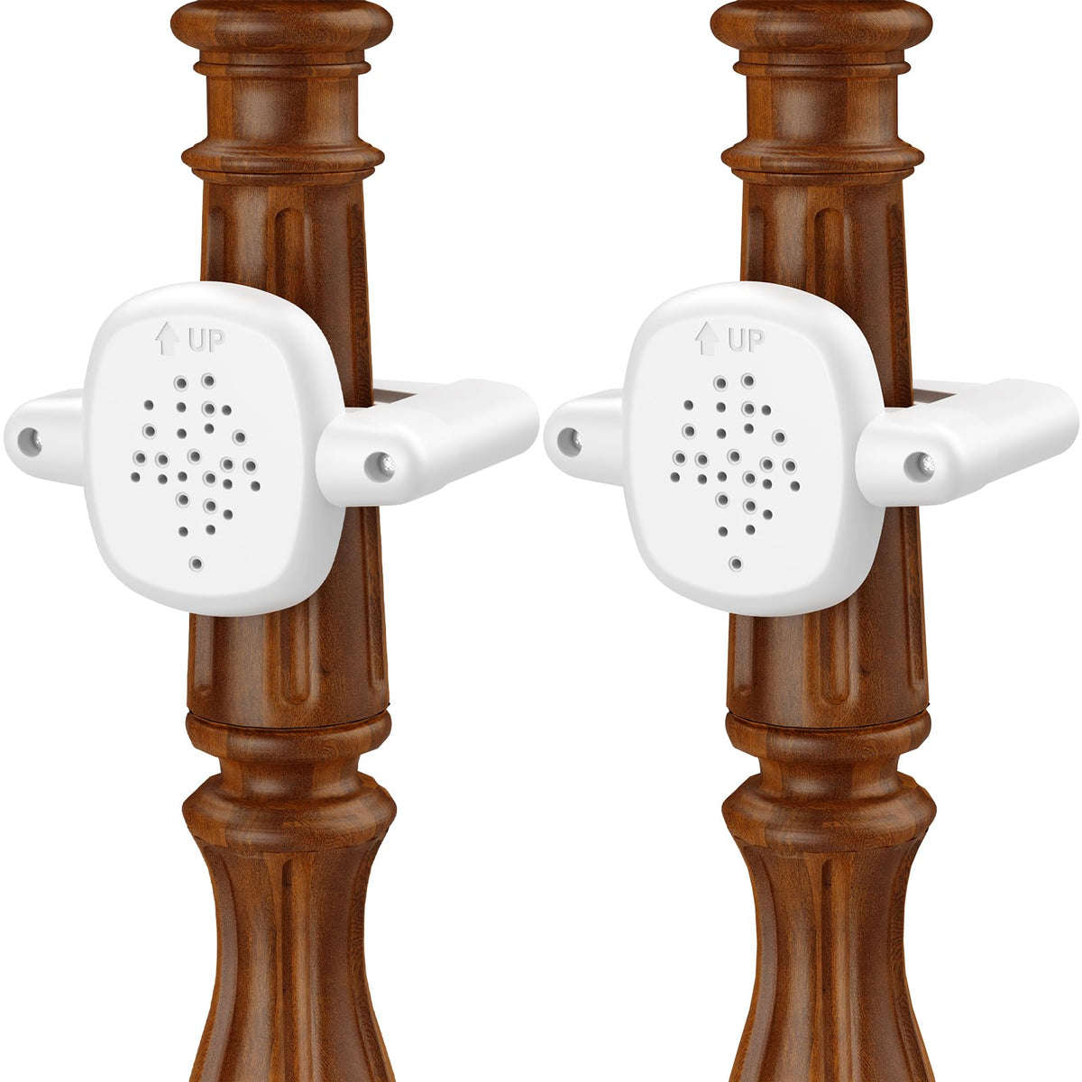 Toyjolka baby gate banister adapter 2pcs on a wooden staircase offers secure fit