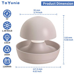 Toyunia mushroom design bedside light showcasing color options for ambience.