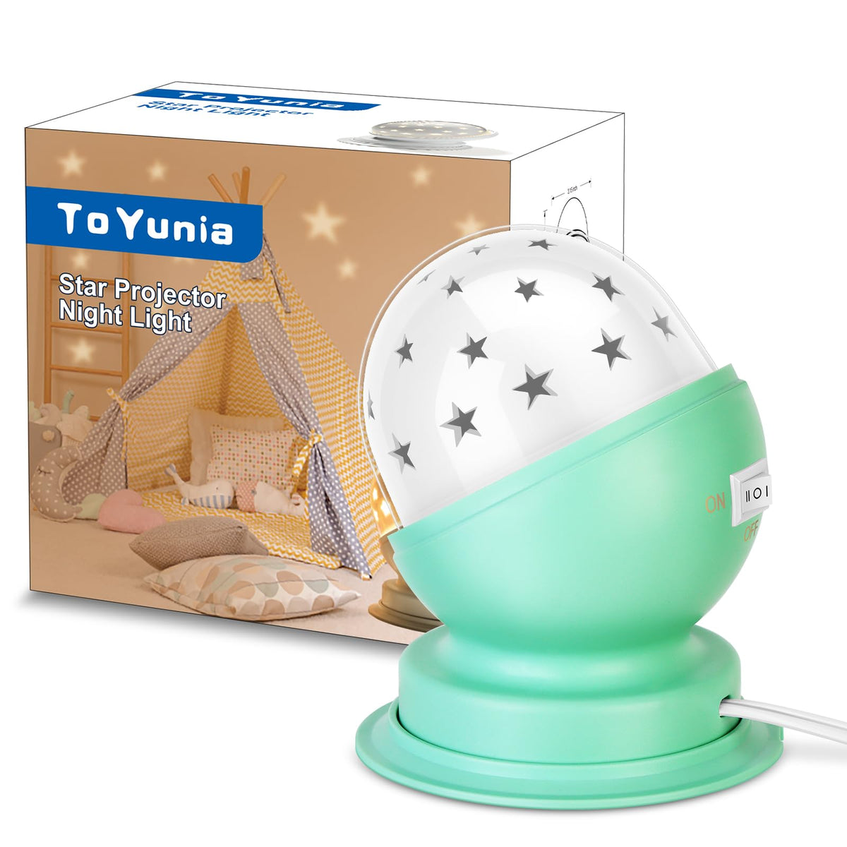 Toyunia Star Night Light in a kid's bedroom casting a cozy, comforting glow.