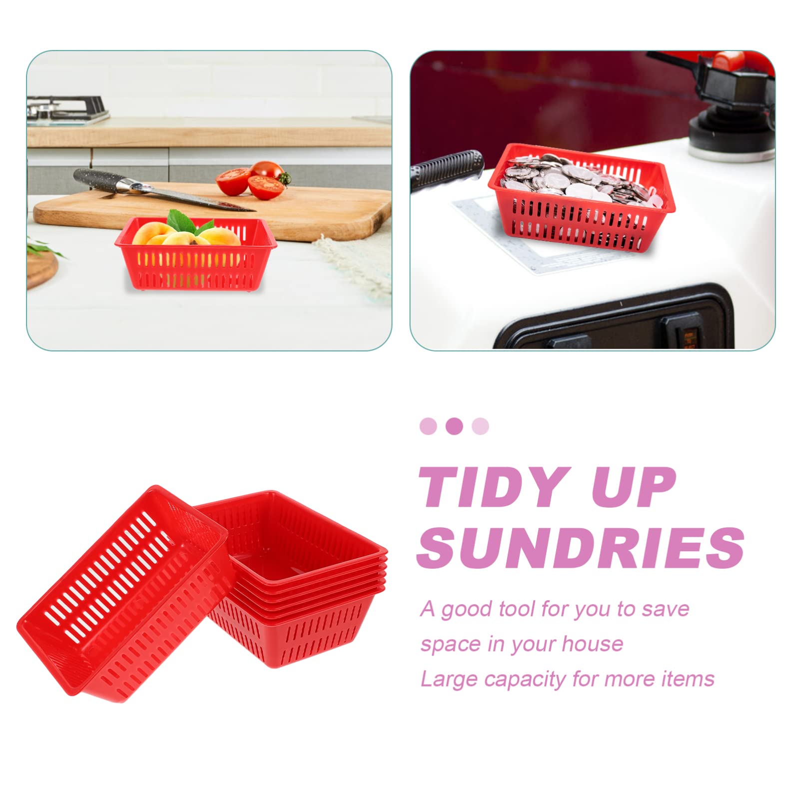 Toyvian coin storage basket red on a desk keeps coins tidy.