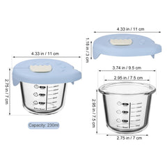 Toyvian baby glass dessert cups with lid in microwave-safe view for reheating baby foods safely.