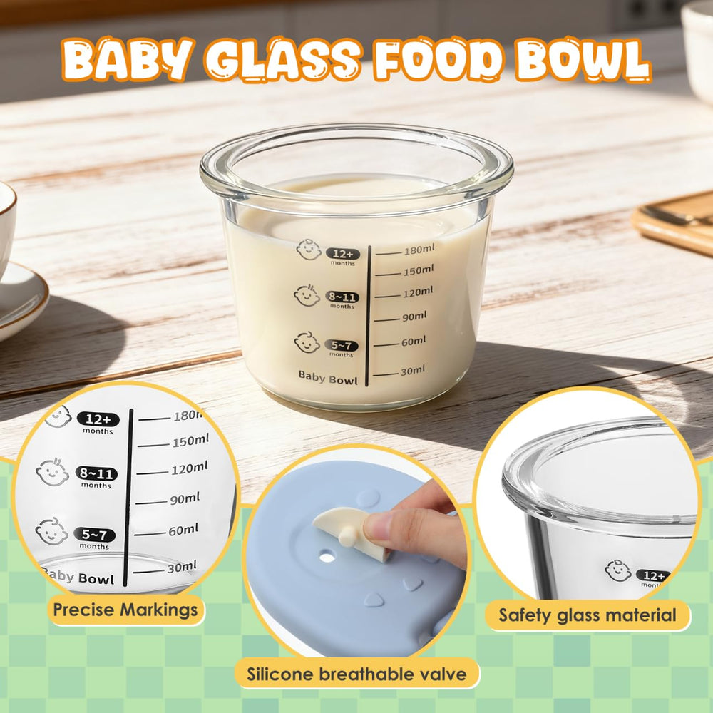 Toyvian baby glass dessert cups with lid portable design for travel and on-the-go meals.