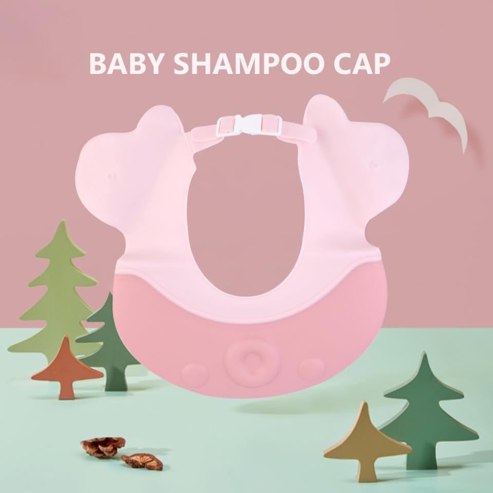 Toyvian baby shower cap wide brim shields face, easing hair washing.