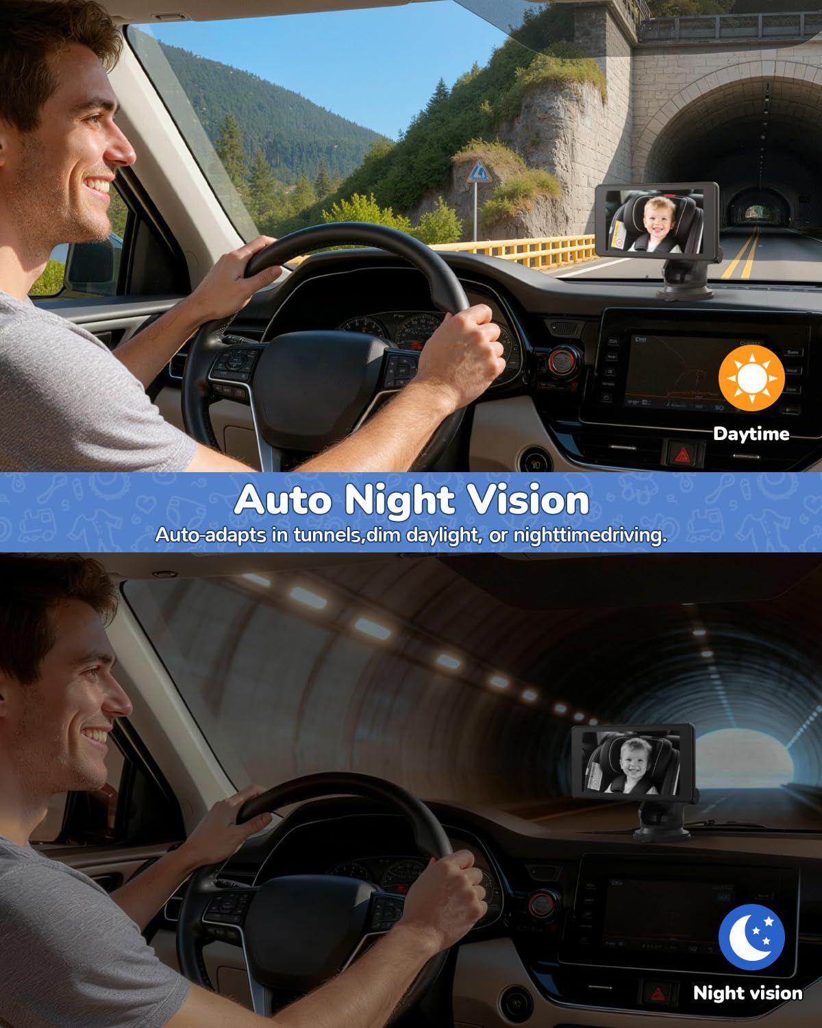 TOZING IR night vision helps monitor in low light without disturbing the child.