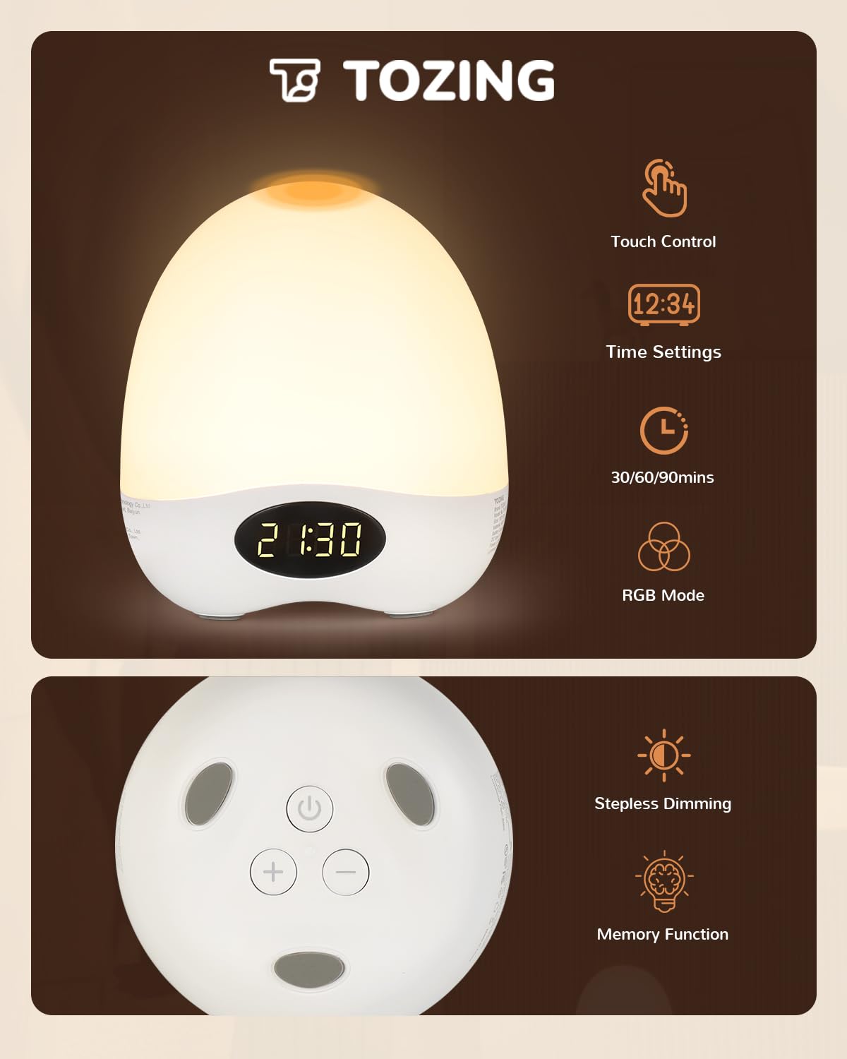 TOZING egg light memory dimming returns to your preferred brightness