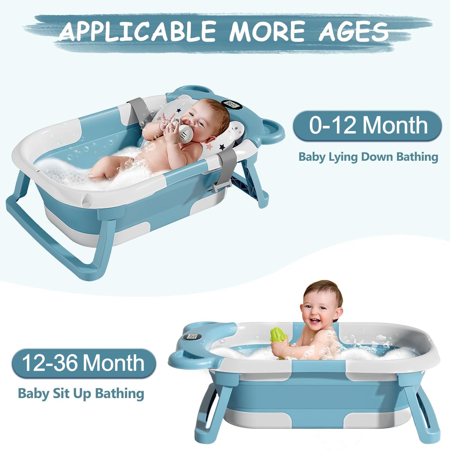TPN baby bath cushion with safety belts for stable positioning