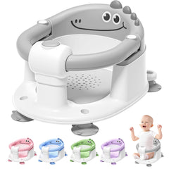 TPN Baby Bath Seat gray front view; secure, comfortable bath time for babies.