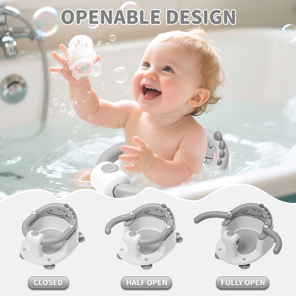 TPN Bath Seat gray with non-slip suction cups; sturdy on smooth tubs.