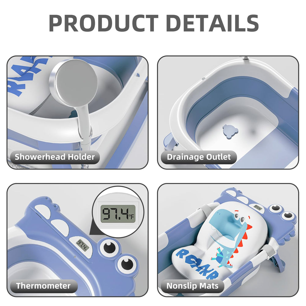 TPN bath cushion and safety belts keep baby secure.