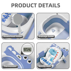 TPN bath cushion and safety belts keep baby secure.