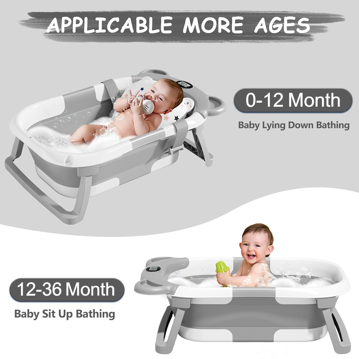 TPN collapsible baby bathtub cushion inside provides gentle support