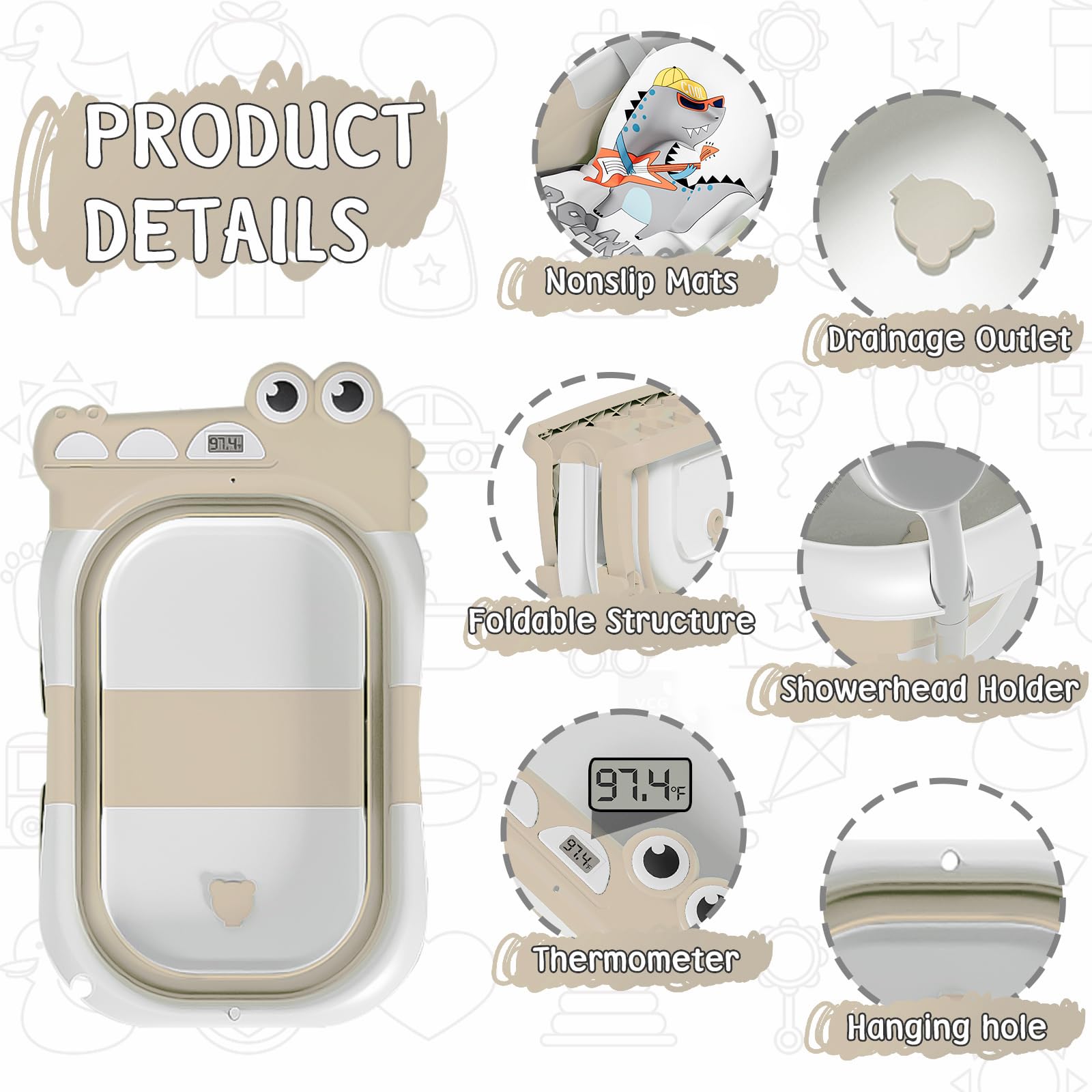 TPN easy-drain function drains quickly for quick cleanup after baths.