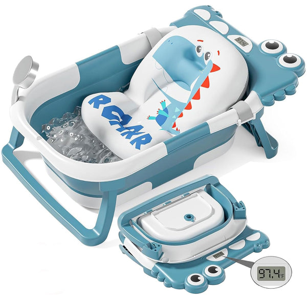 TPN collapsible baby bathtub folded compact for space-saving storage.