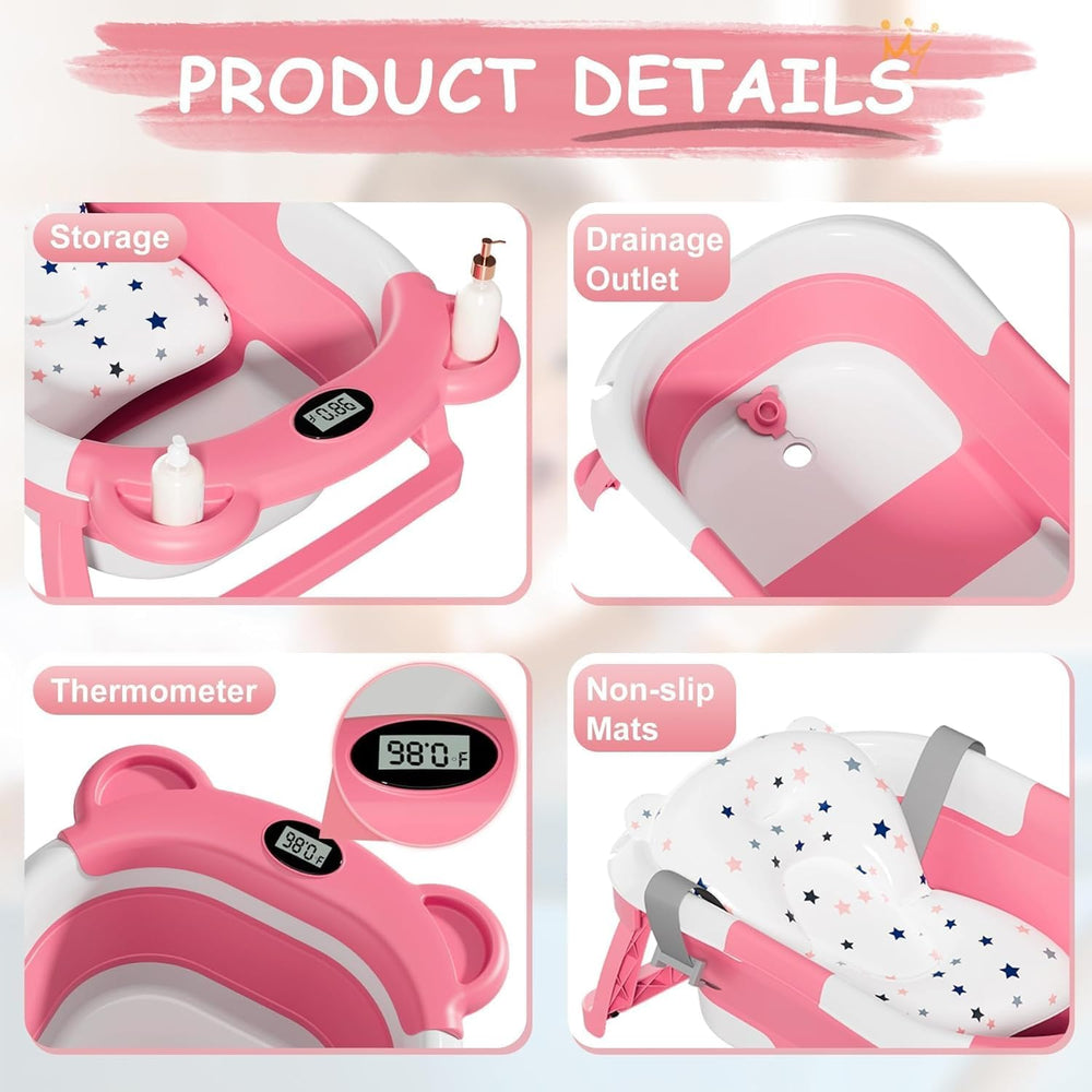 TPN non-slip base and brackets enhance stability during infant baths.