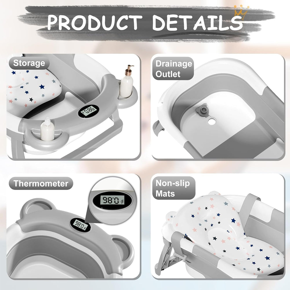 TPN collapsible baby bathtub non-slip base enhances stability