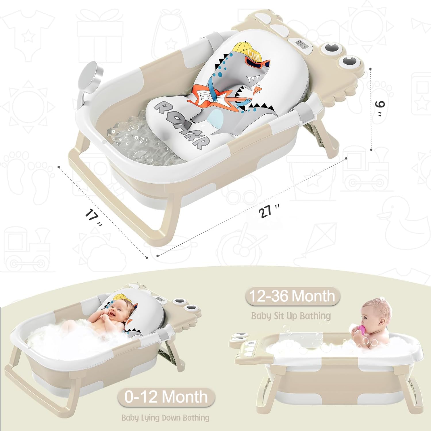 TPN baby bathtub soft cushion provides gentle support during bath time.