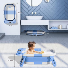 TPN collapsible baby bathtub real-time temperature display helps monitor bath warmth.