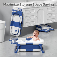 TPN collapsible baby bathtub thermometer display showing water temperature at a glance.