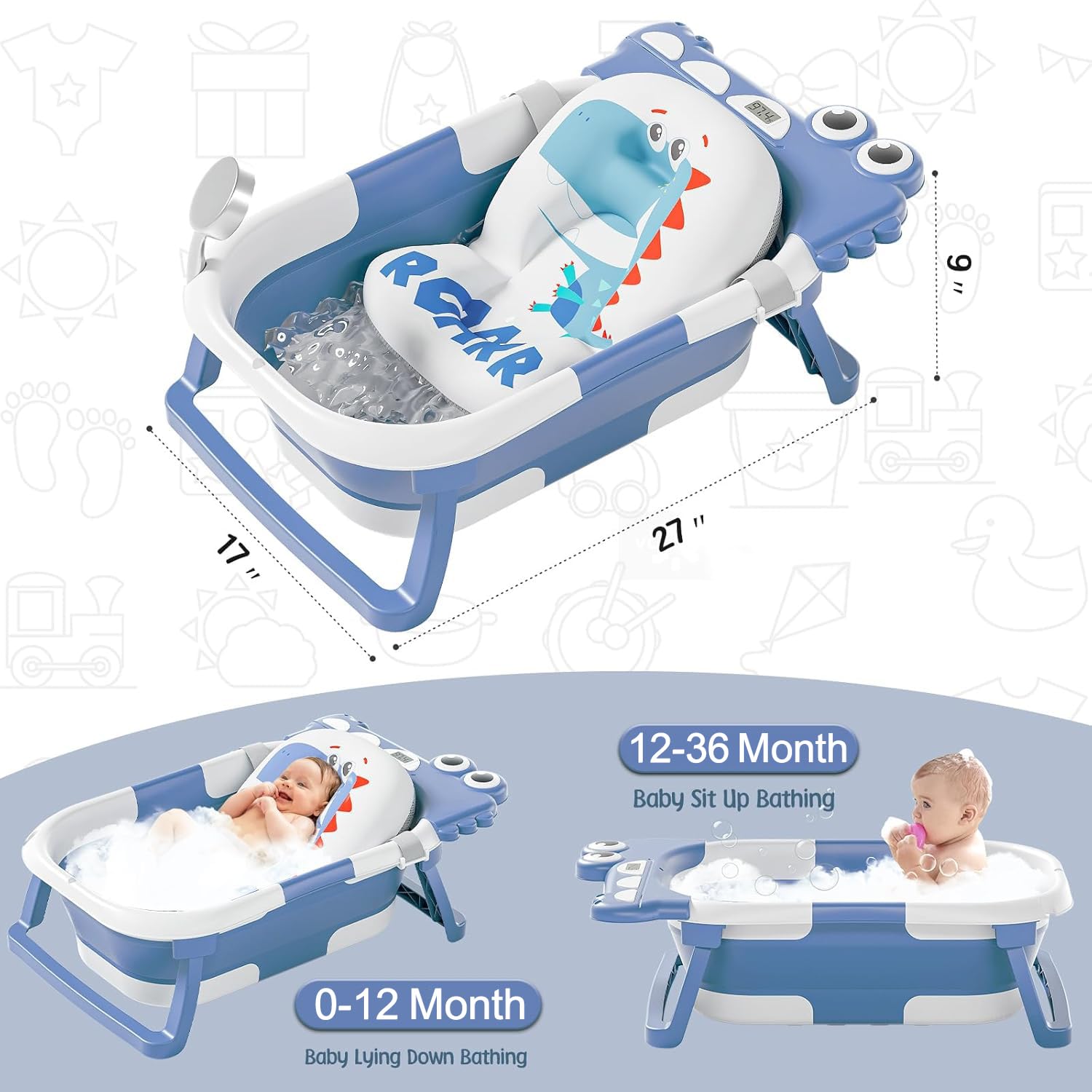 TPN collapsible baby bathtub unfolded with roomy interior.