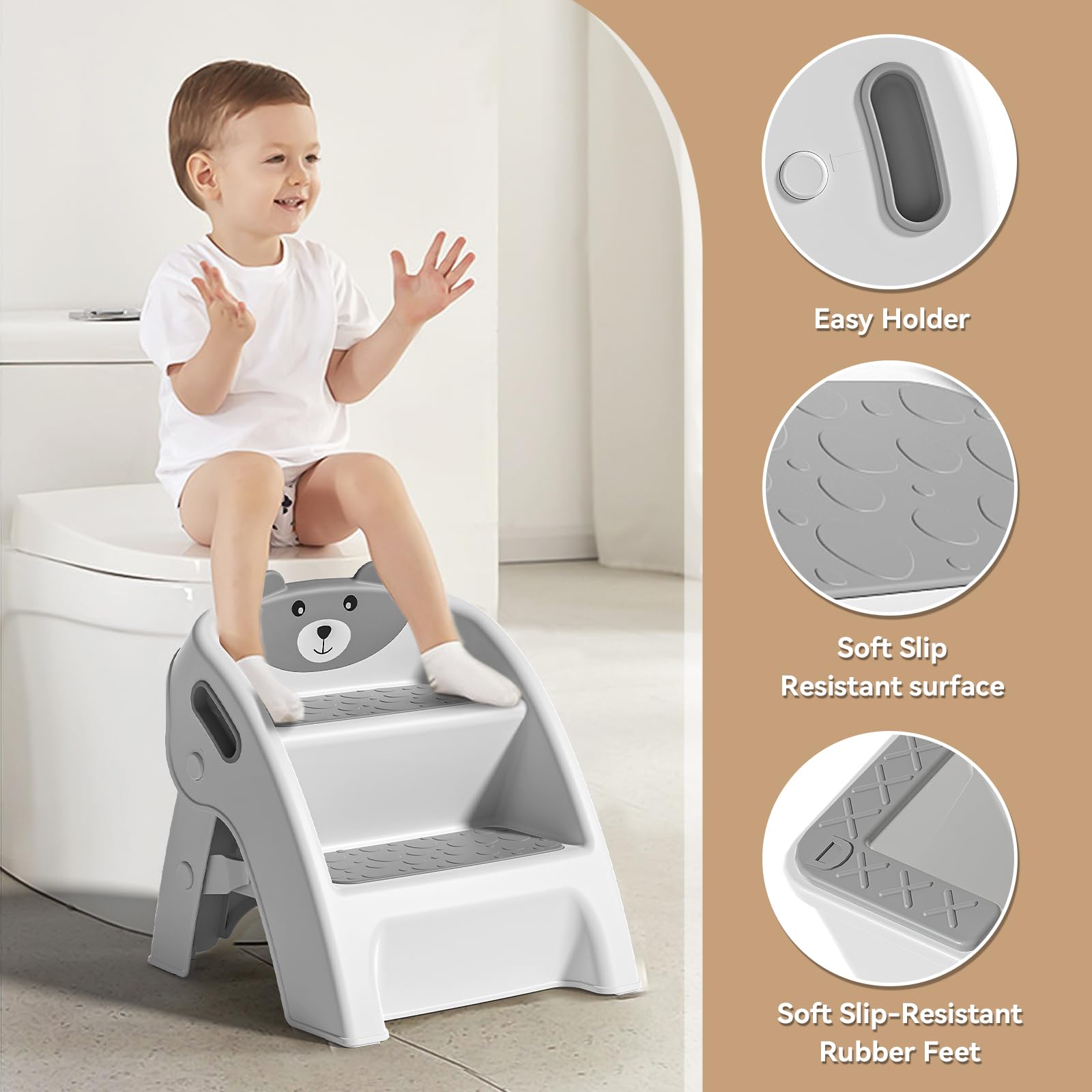 TPN Foldable Toddler Stool shown for compact storage and portability.