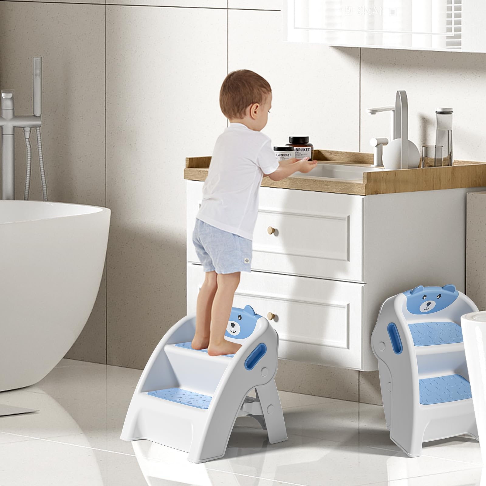 TPN Toddler Step Stool navy blue with anti-slip pads