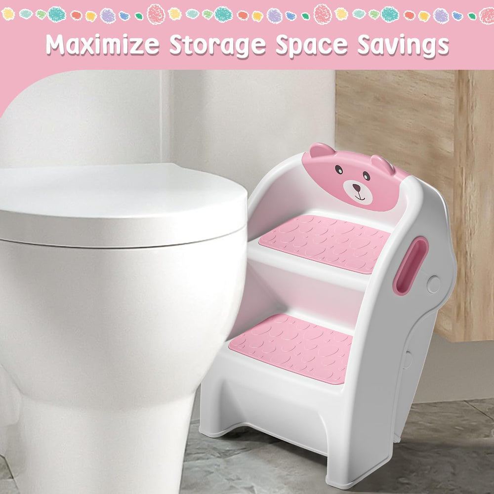 TPN kitchen-use step stool aiding toddler participation.