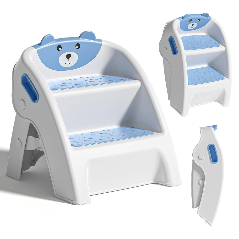 TPN Toddler Step Stool navy blue front view, stable for potty training