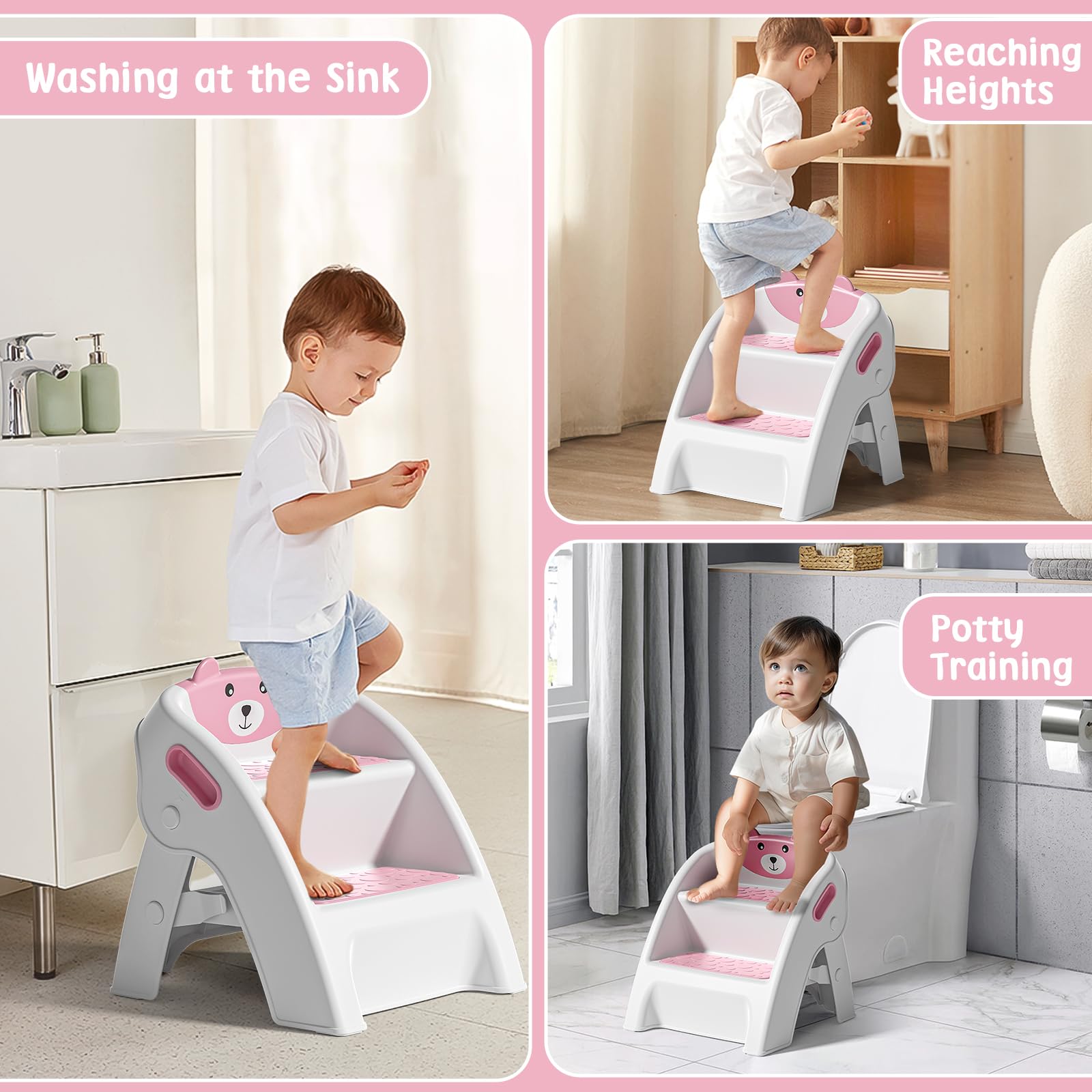 TPN step stool showing easy-grip handles for steady support.