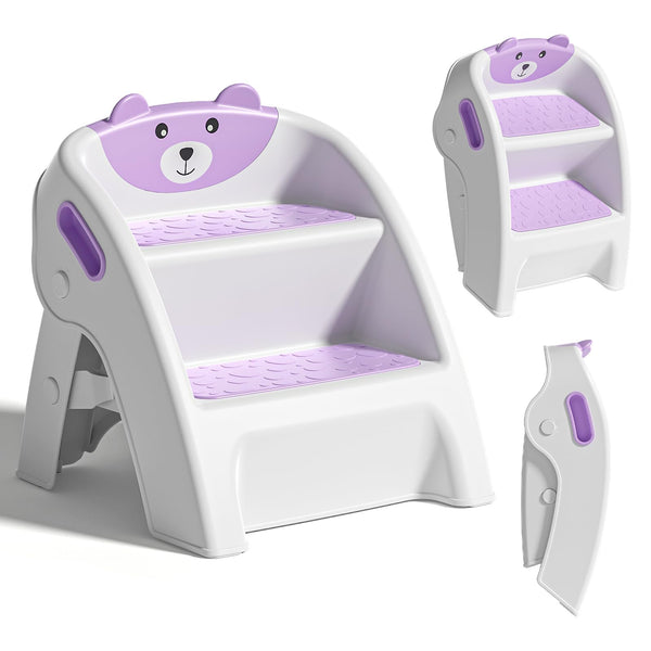 TPN toddler step stool purple assembly shows quick setup for home routines