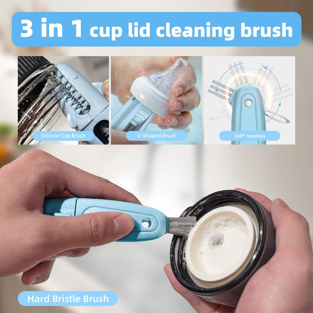 TQRR SharkBrush silicone cup lid cleaner with U-shaped cups for thorough scrubbing.
