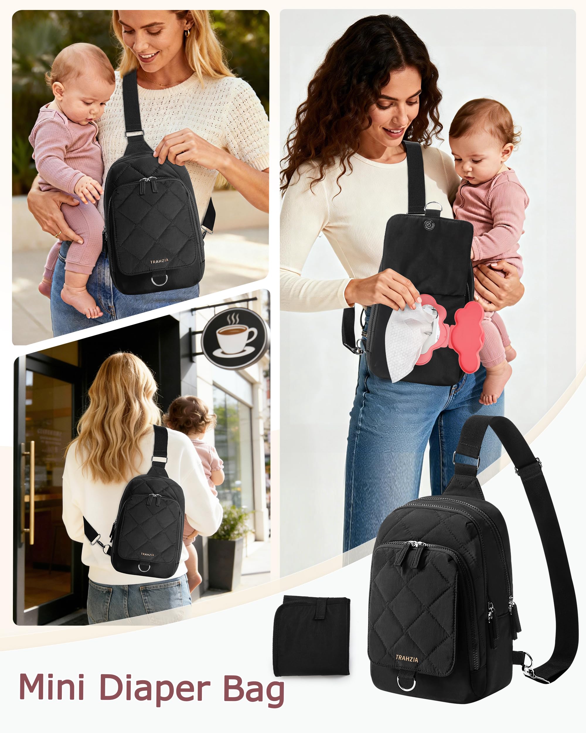 Trahzia mini diaper bag stylish multi-use design for errands and travel